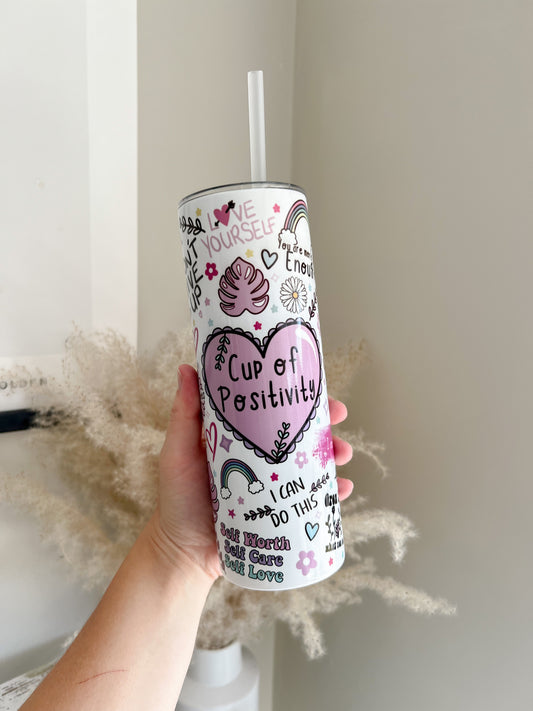 Cup of Positivity Stainless Steel 20oz Tumbler - Bear and Moo UK