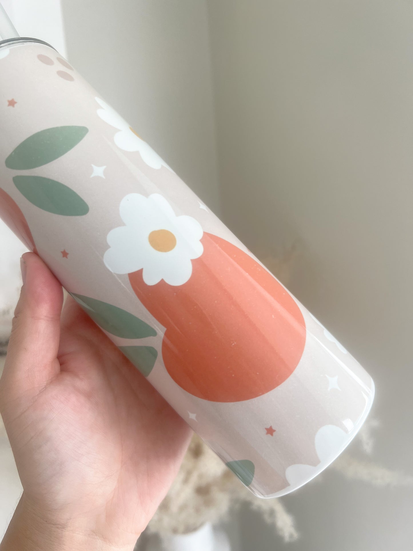 Peachy Keen Floral 20oz Stainless Steel Tumbler - Bear and Moo UK