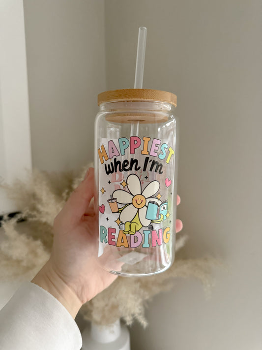 Happiest When I'm Reading Glass Can - Bear and Moo UK