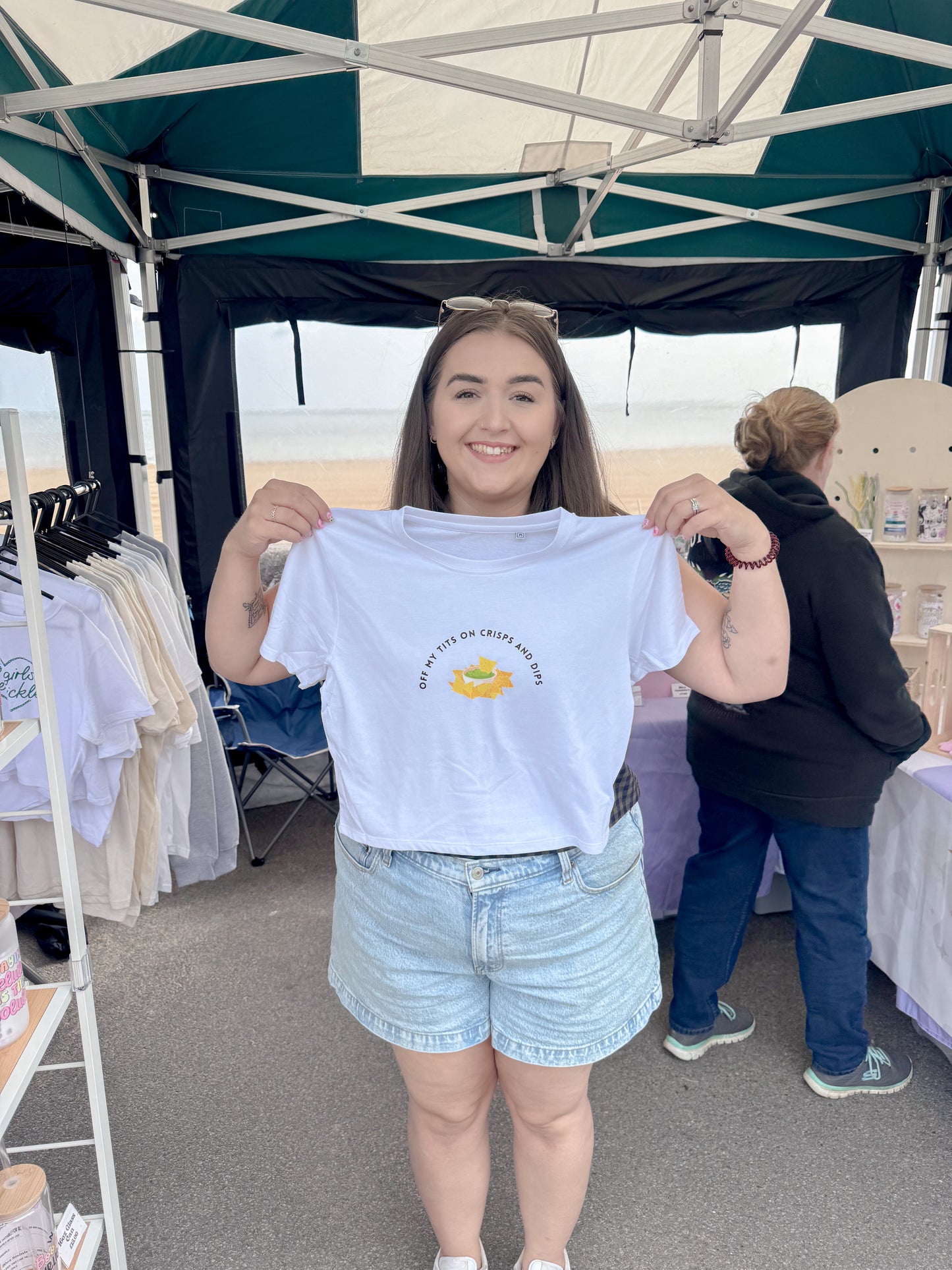 Off My Tits On Crisps And Dips Baby Tee Crop Top