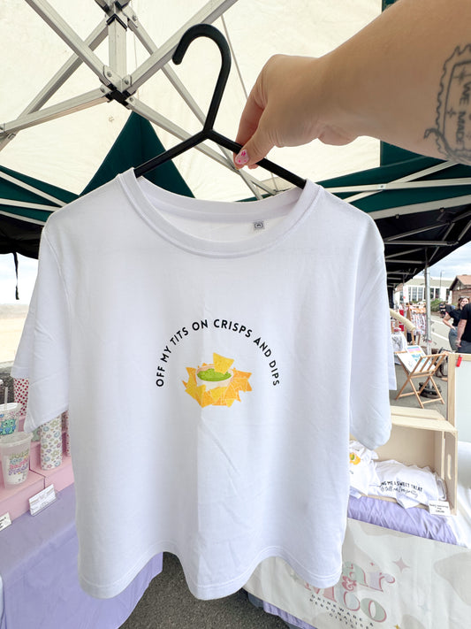Off My Tits On Crisps And Dips Baby Tee Crop Top