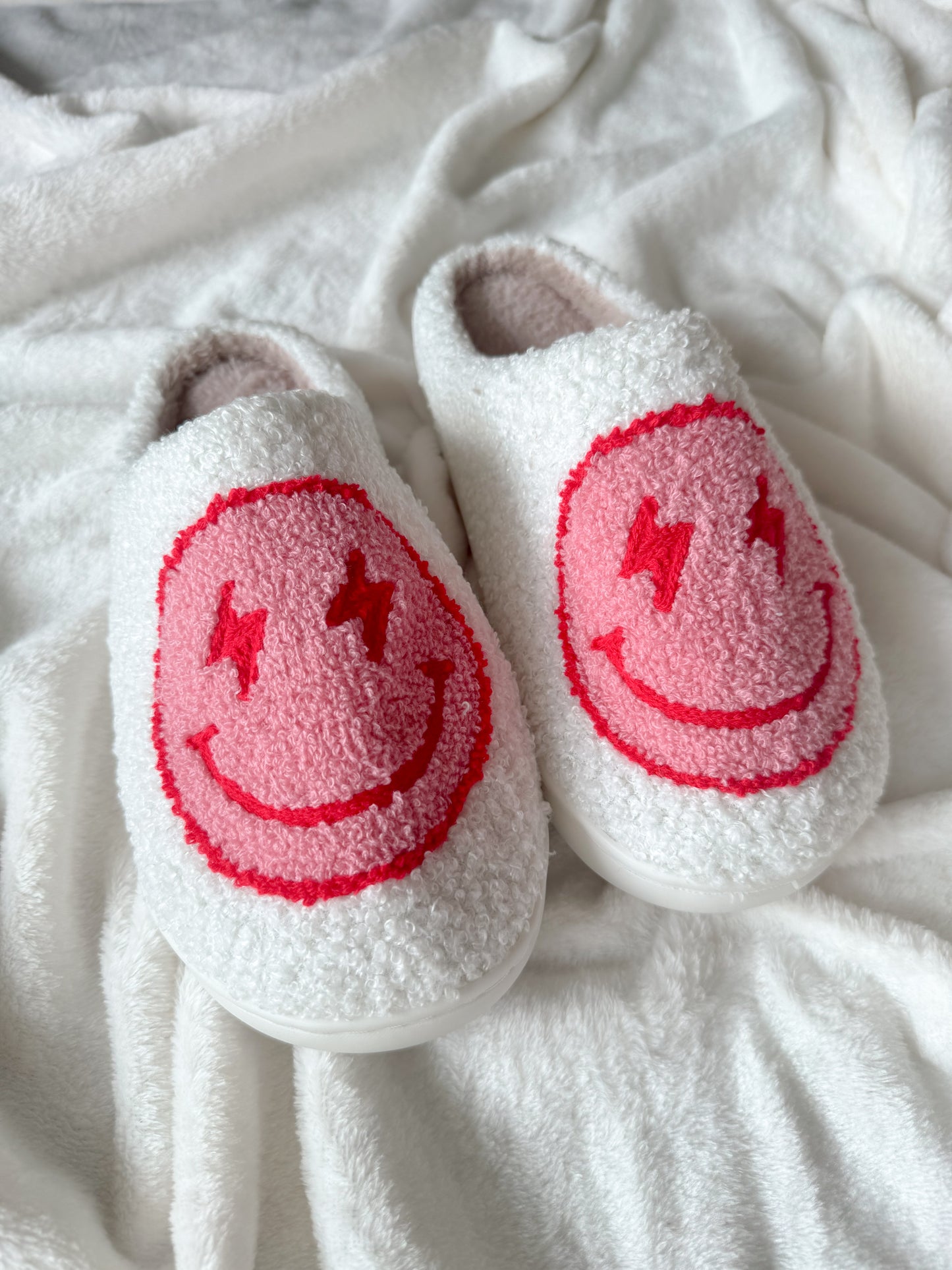 Retro Lightning Bolt Smiley Slippers