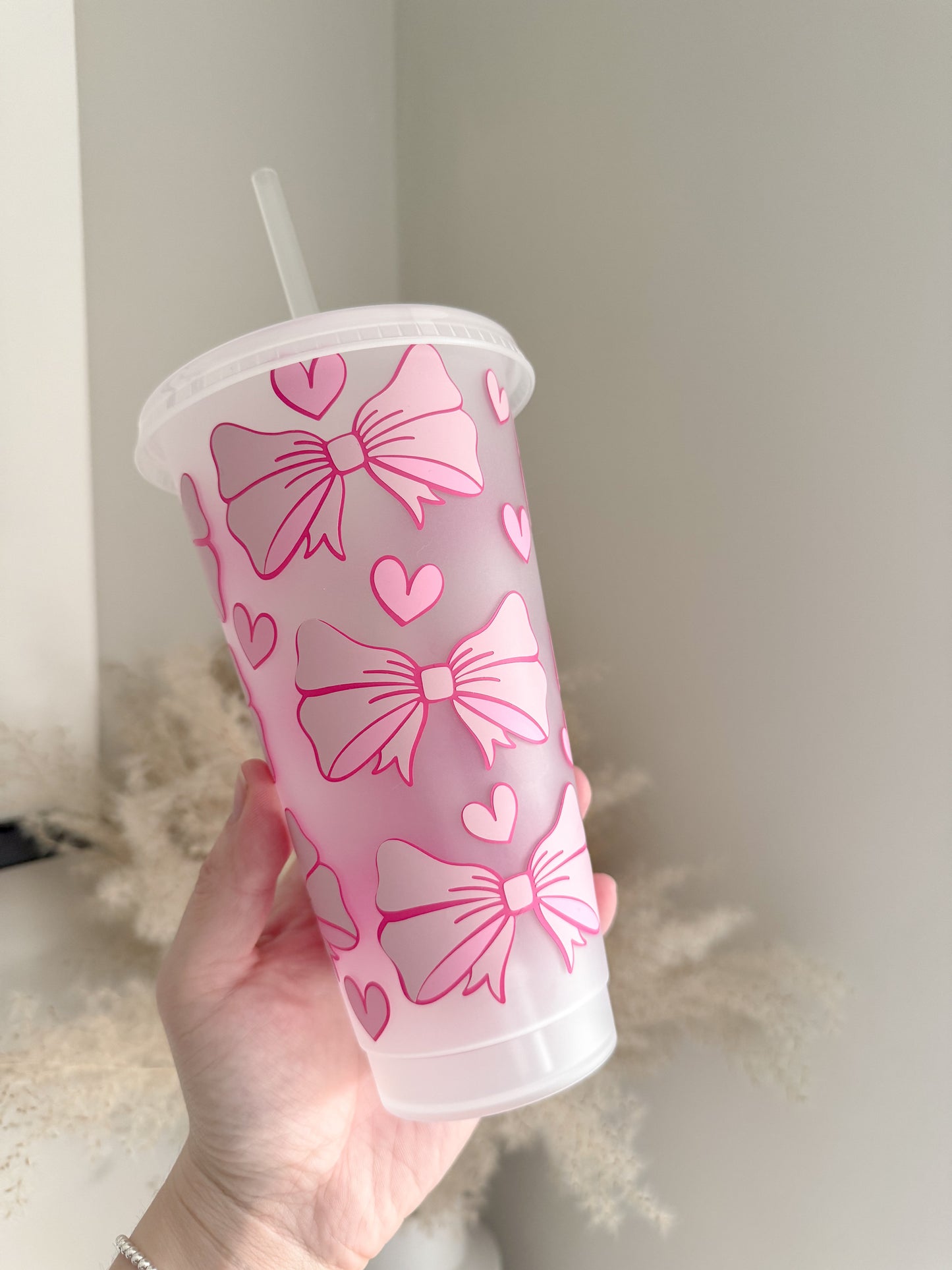 Cute Bow Soft Girl Aesthetic 24oz Cold Cup