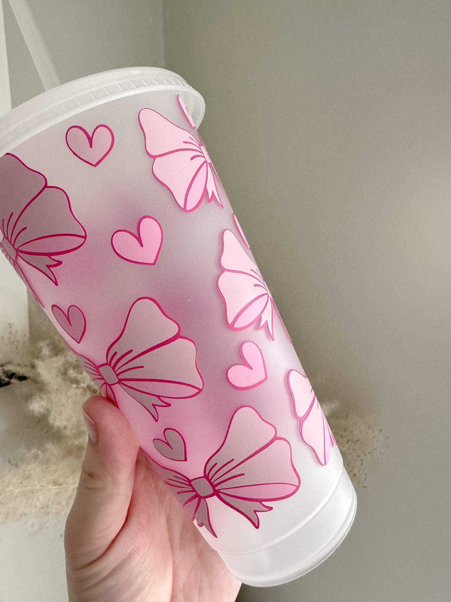 Cute Bow Soft Girl Aesthetic 24oz Cold Cup