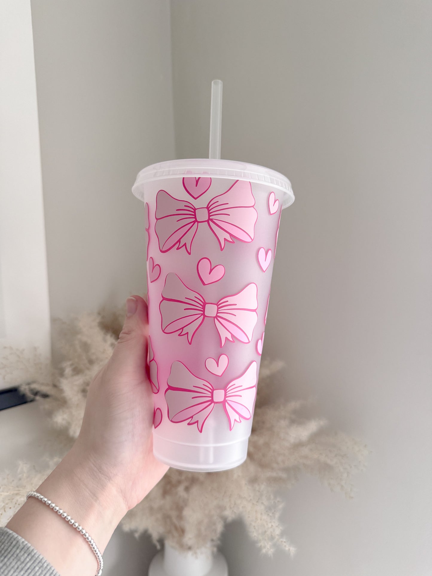 Cute Bow Soft Girl Aesthetic 24oz Cold Cup
