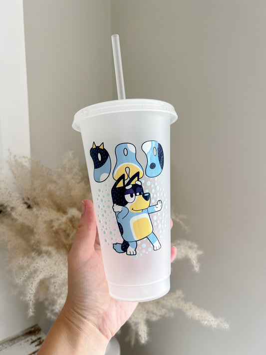 Bandit Bluey 24oz Cold Cup - Reusable Cup With Lid and Straw - Bear and Moo UK