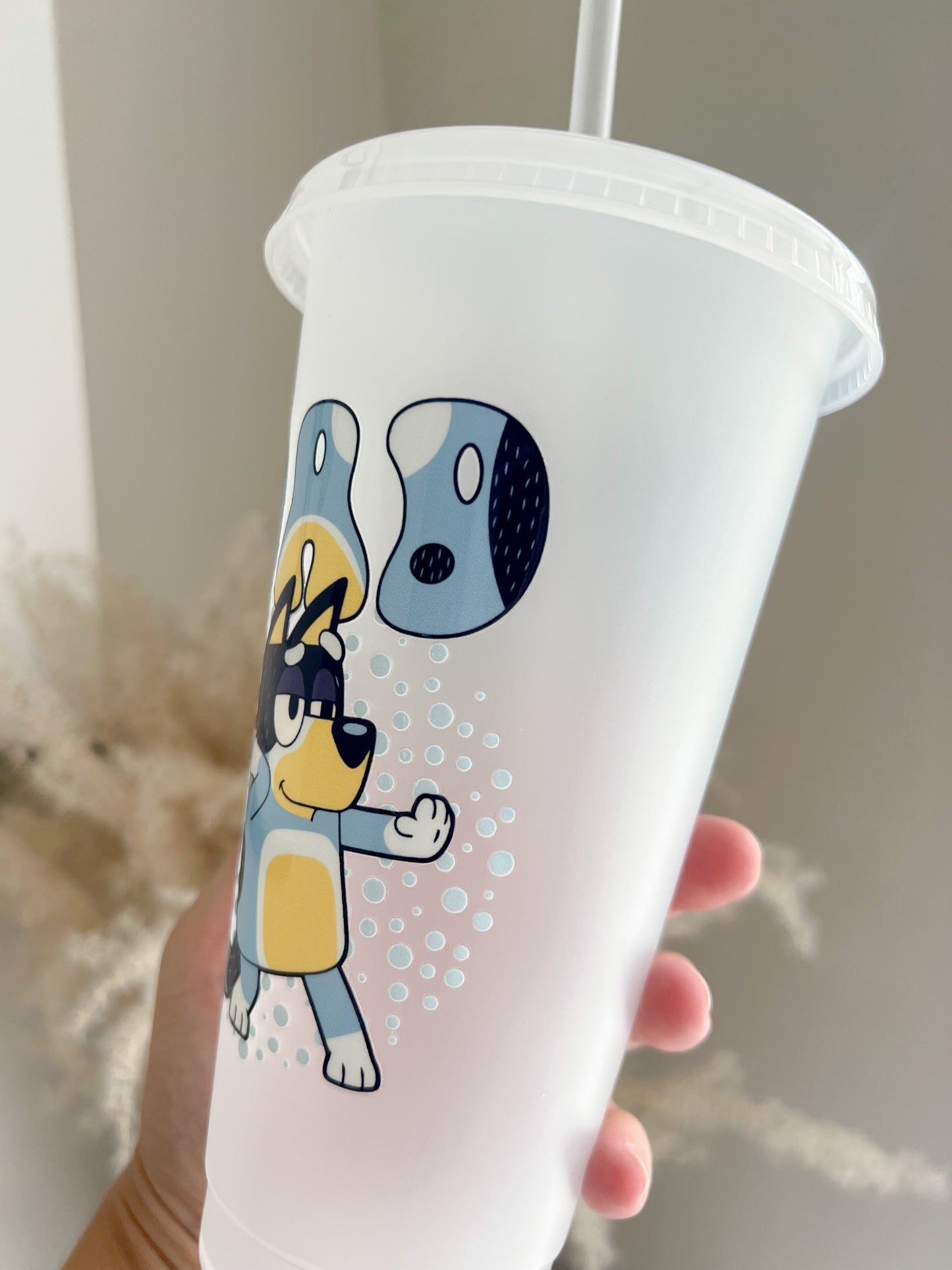 Bandit Bluey 24oz Cold Cup - Reusable Cup With Lid and Straw - Bear and Moo UK