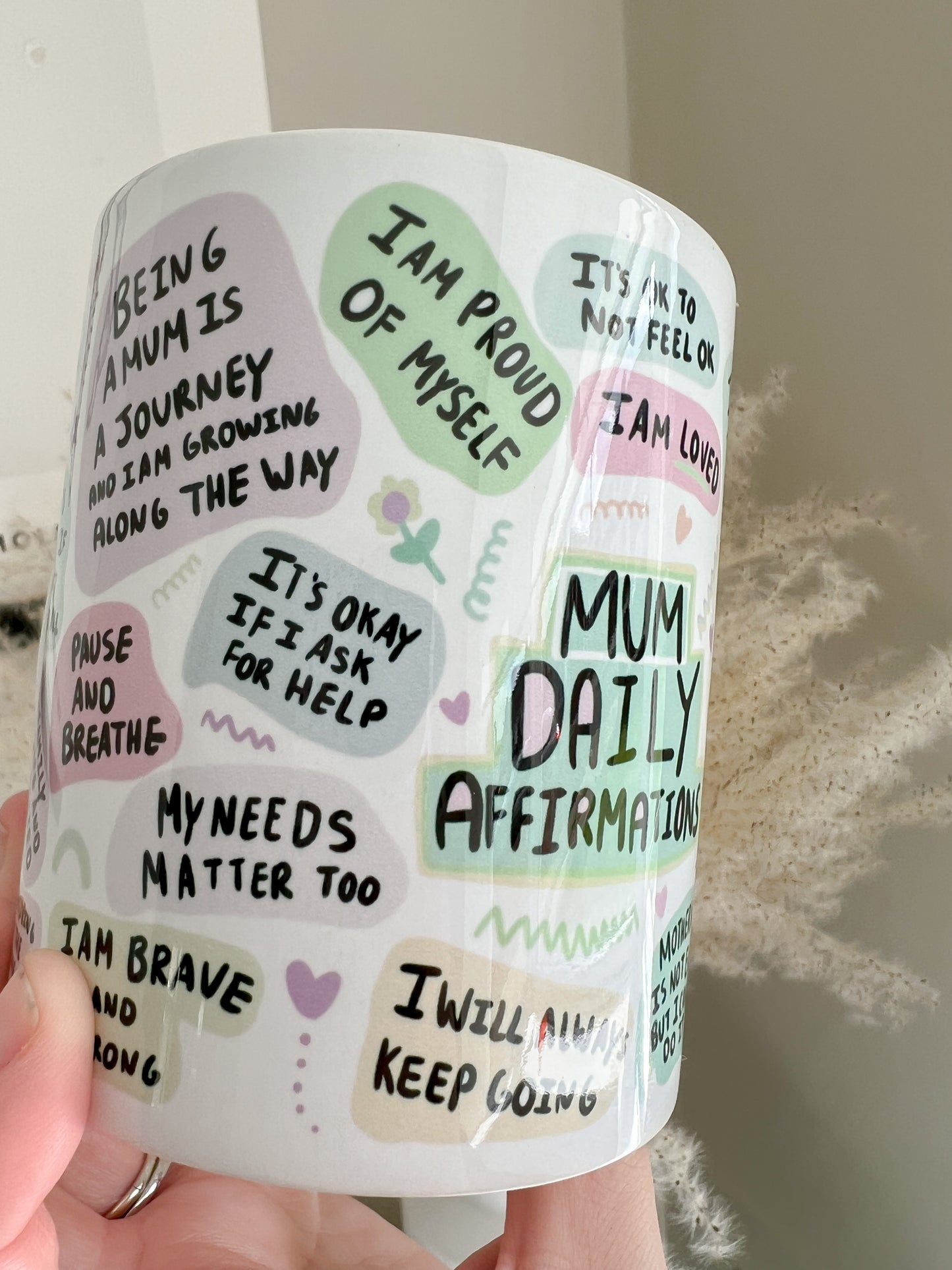Mum Daily Affirmations Mug - 11oz Ceramic Mug - Bear and Moo UK