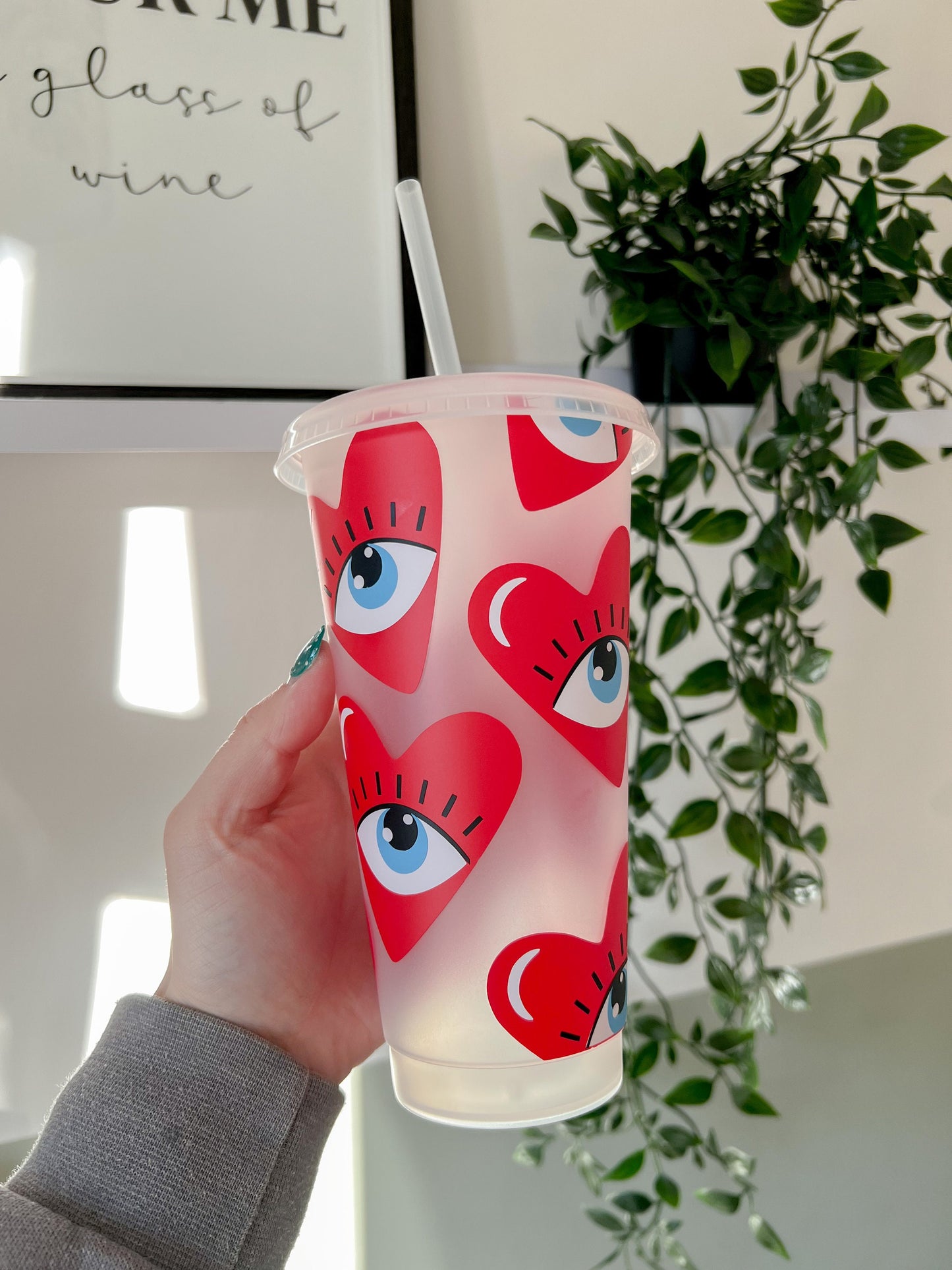 Heart Eye Cold Cup - Iced Coffee Cup - Cute Cup Gift - Bear and Moo UK