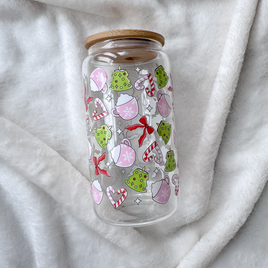 Cosy Christmas 16oz Glass Can