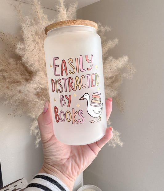 Easily Distracted By Books - Silly Goose Bookish 16oz Glass Can