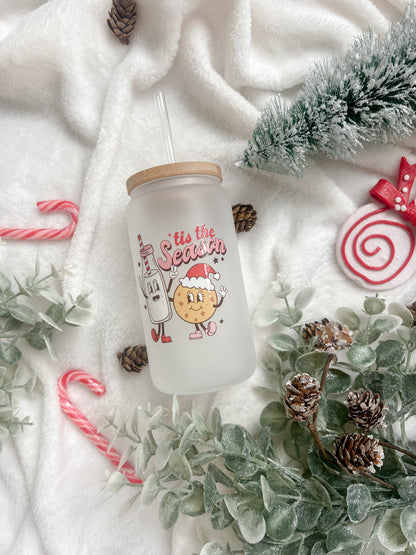 Tis The Season Retro Christmas Glass Can - Bear and Moo UK