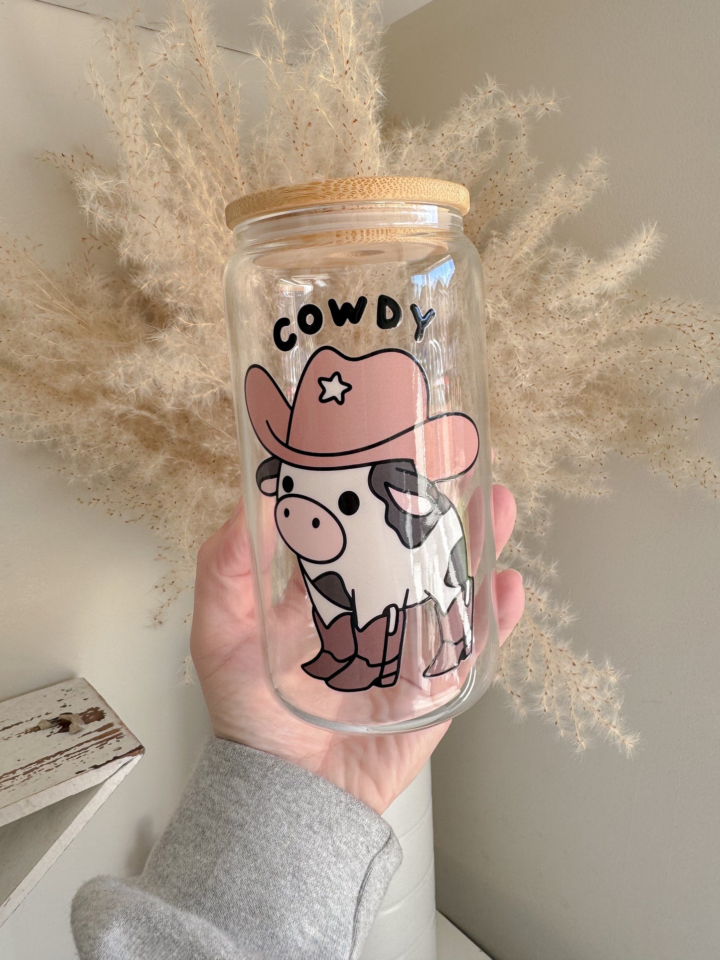 Cowdy Cow 16oz Glass Can