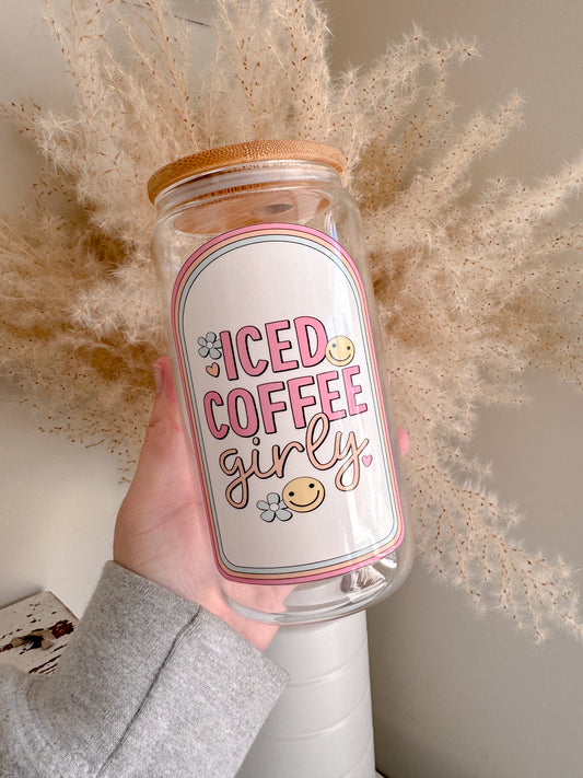 Iced Coffee Girly 16oz Glass Can