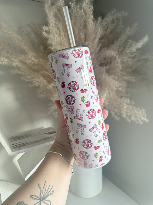 Disco Cherries Girlie 20oz Stainless Steel Tumbler - Soft Girl Vibes