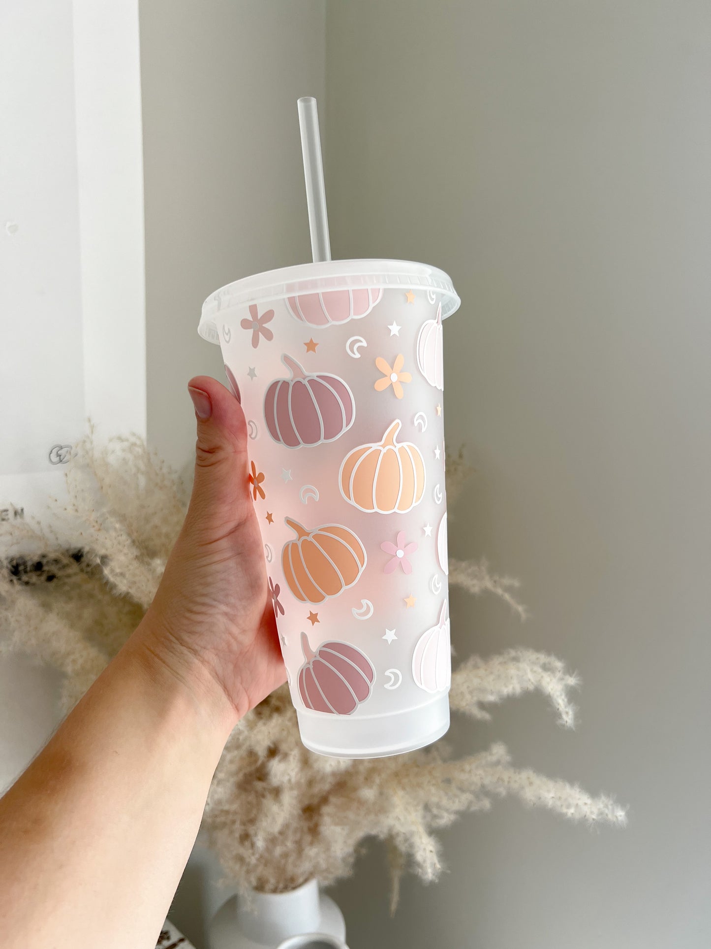Pastel Autumnal Pumpkin 24oz Cold Cup - Halloween - Bear and Moo UK