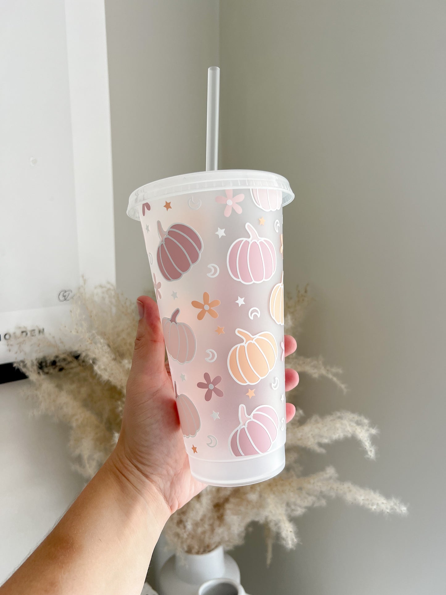 Pastel Autumnal Pumpkin 24oz Cold Cup - Halloween - Bear and Moo UK