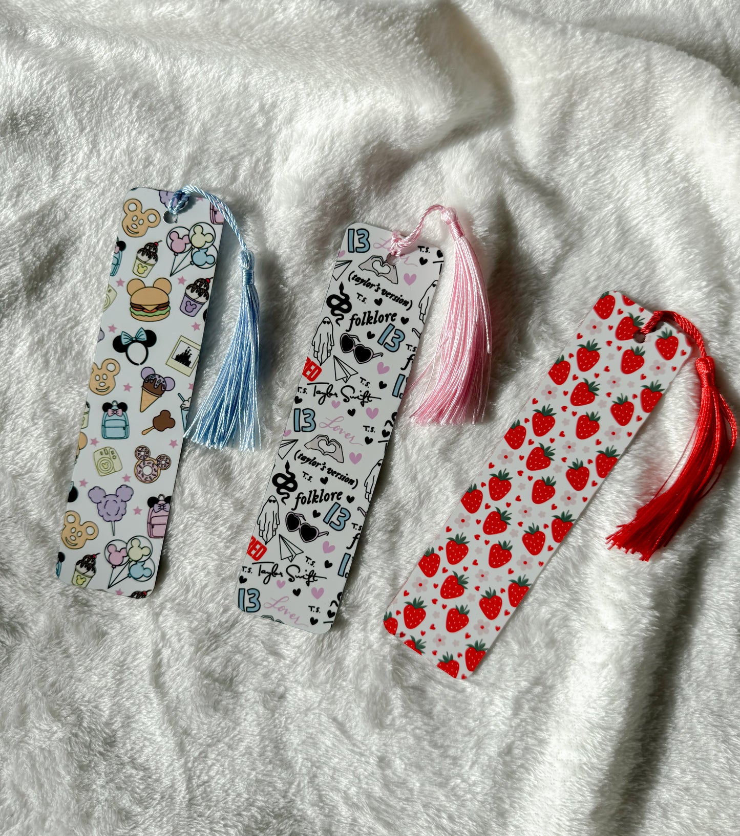 Double Sided Cute Strawberries Metal Bookmark