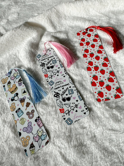 Double Sided Cute Strawberries Metal Bookmark