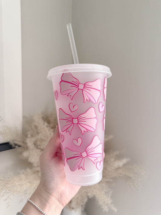 Cute Bow Soft Girl Aesthetic 24oz Cold Cup