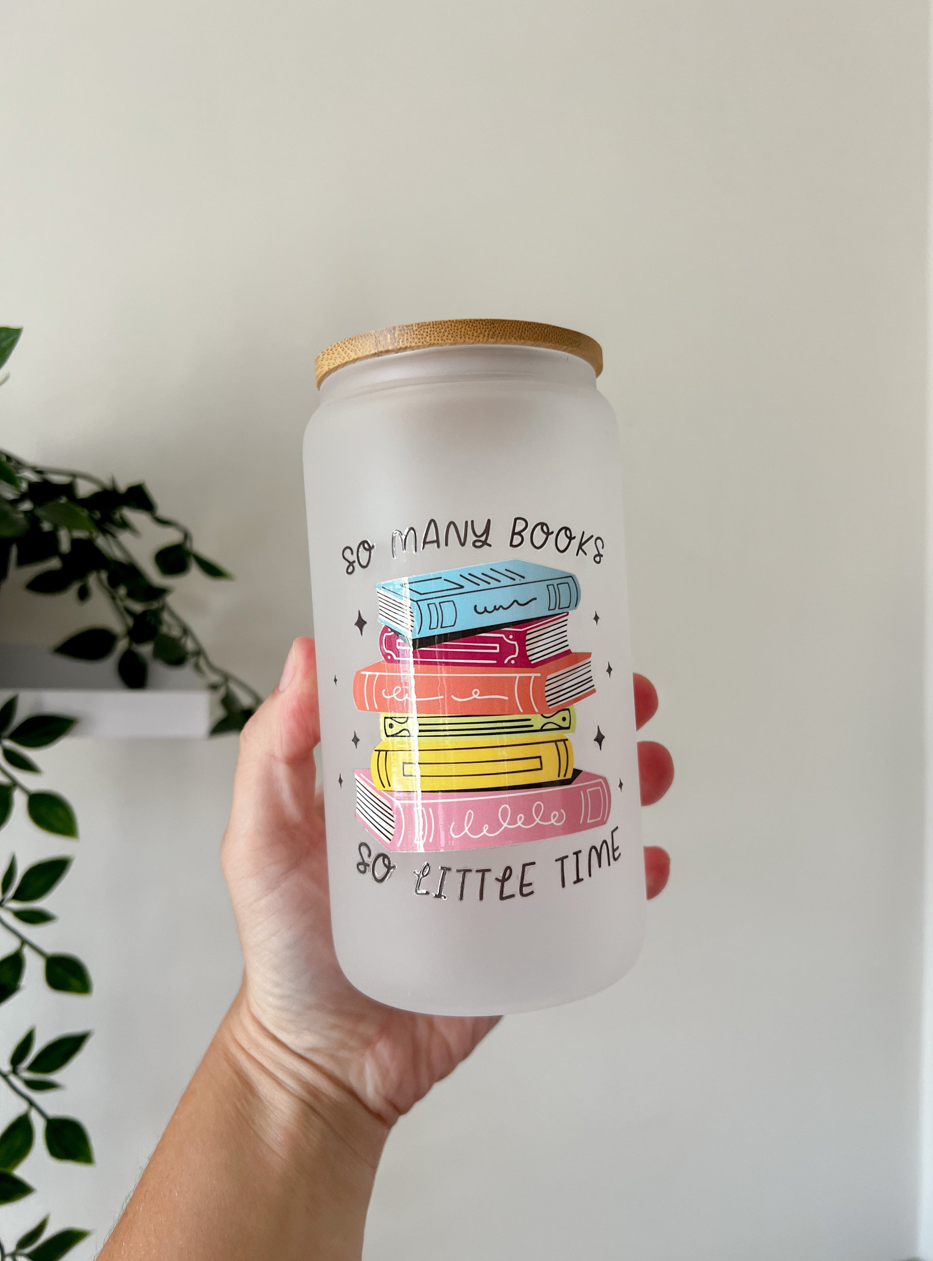 Book Lover 16oz. Frosted Glass Tumbler With Bamboo Lid and Straw, Mason  Glass Jar, Iced Coffee Cup, Gift for Book Lovers 