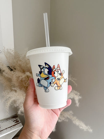 Bluey and Bingo 16oz Character Cold Cup - Children's Cold Cup - Bear and Moo UK