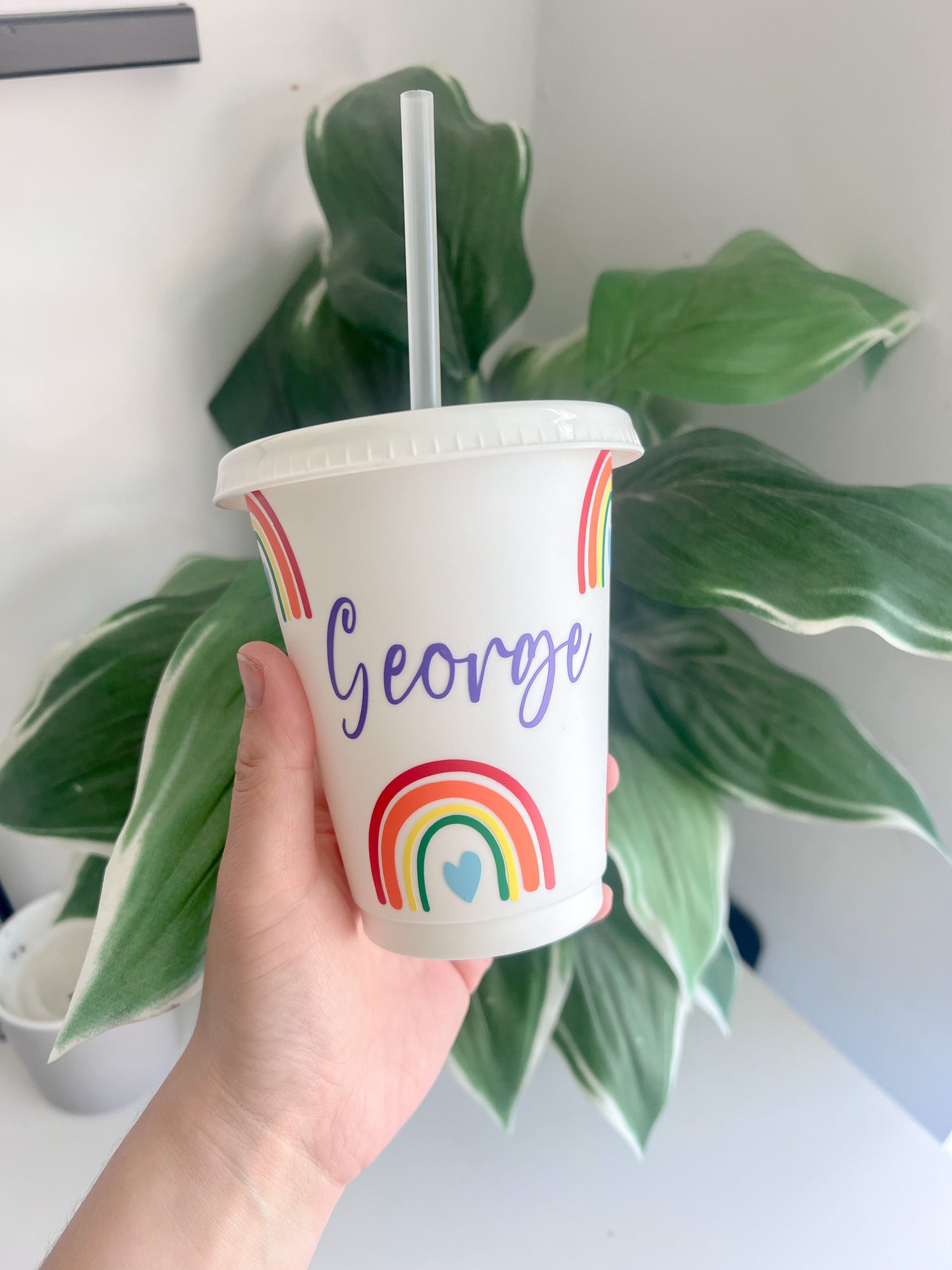 Rainbow Cold Cups - 16 and 24oz - White Reusable Cups