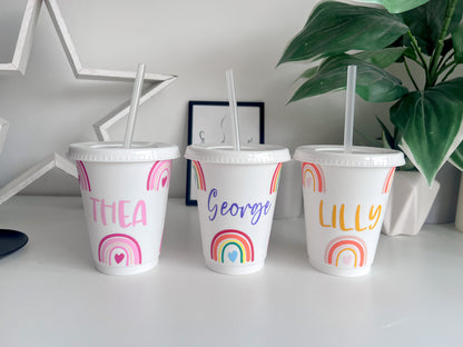 Rainbow Cold Cups - 16 and 24oz - White Reusable Cups