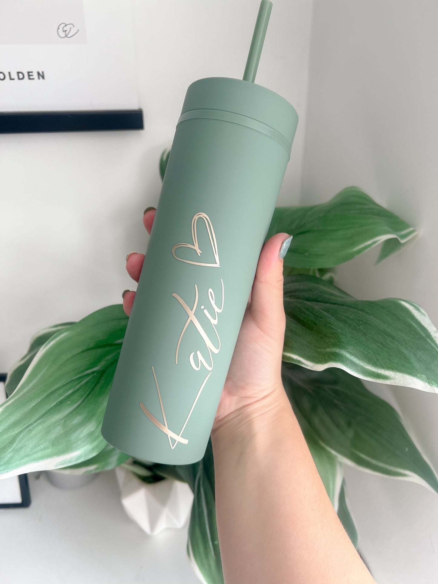 Dark Green Personalised Skinny Matte Tumbler - 16oz