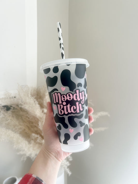 Moody Bitch Cow Print Cold Cup - Cow Pattern - Funny Cups - Bear and Moo UK